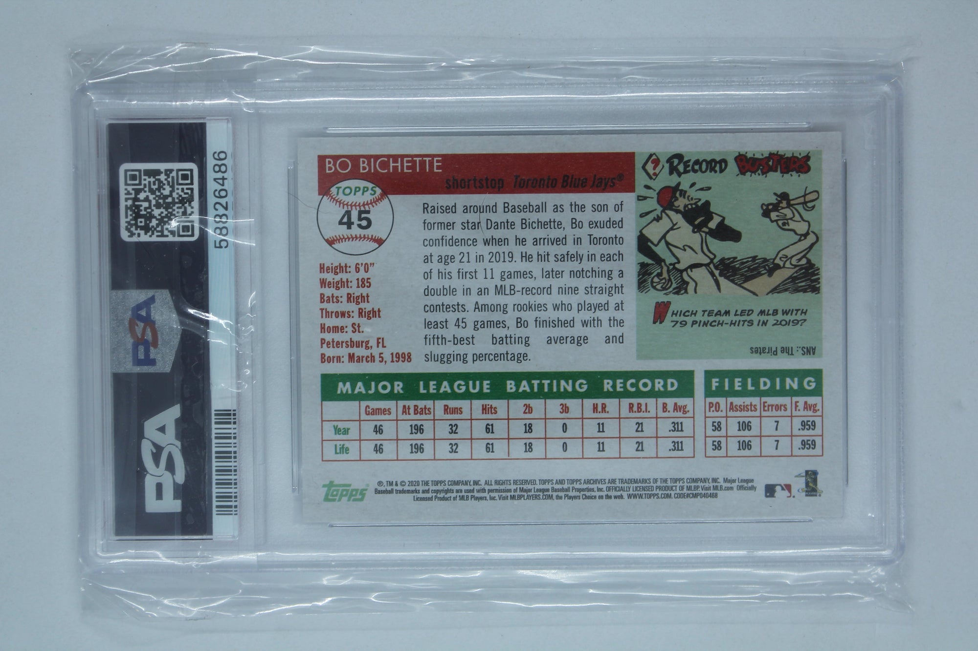 Bo Bichette 2020 Topps Archives Rookie Card - PSA Mint 9