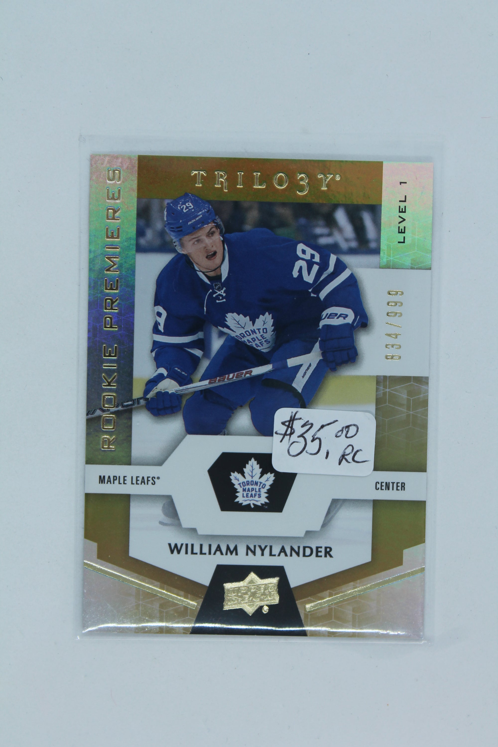 William Nylander 2016-17 Upper Deck Trilogy - Rookie Premiere Level 1 Rookie Card #034/999