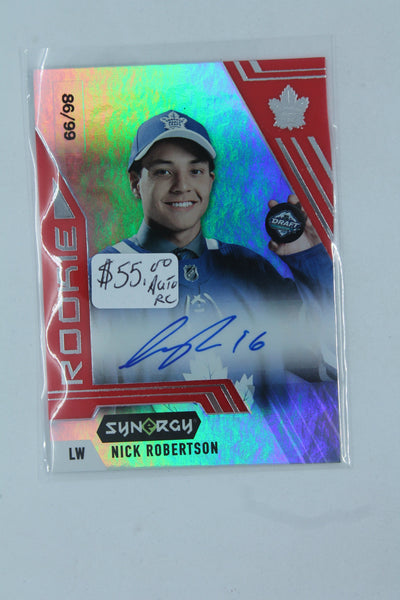 Nick Robertson 2020-21 UD Synergy Rookie Auto Portrait Red Rookie Card #86/99