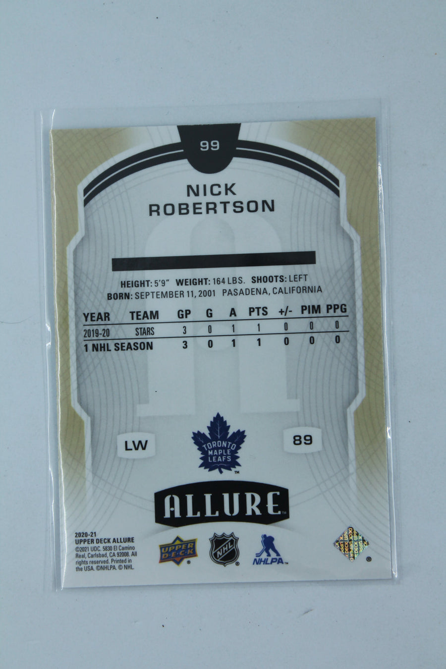 Nick Robertson 2020-21 Upper Deck Allure Rookie Card