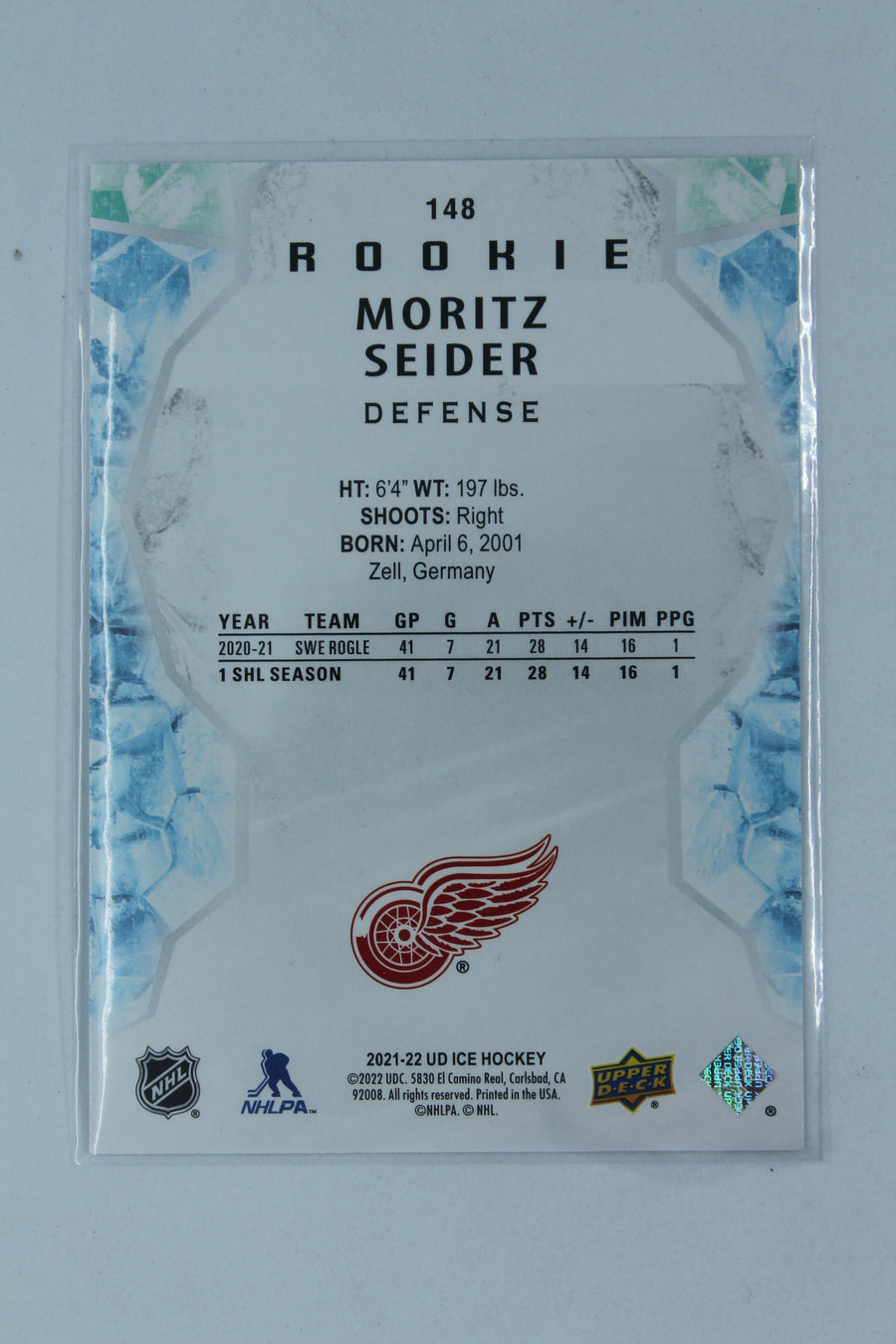 Moritz Seider 2021-22 Upper Deck Ice Rookie Card