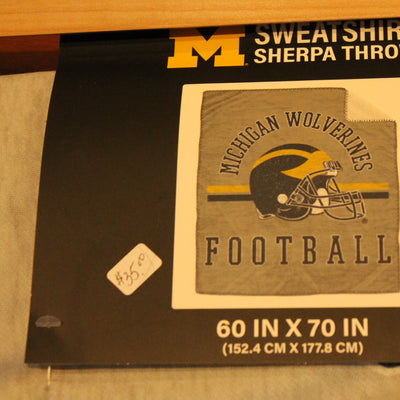 Michigan Wolverines Sweatshirt Sherpa Throw 60 in x 70 in