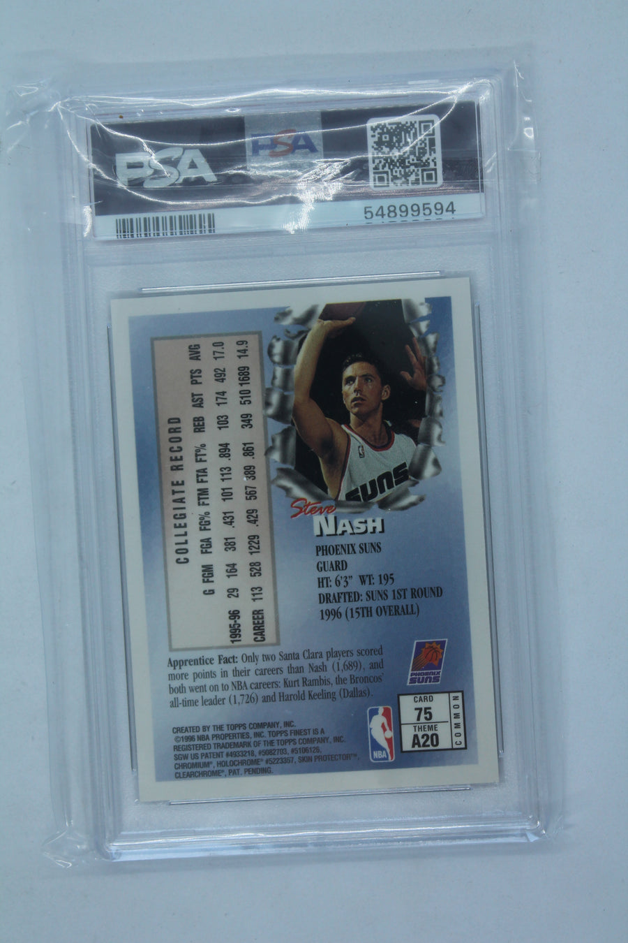 Steve Nash 1996-97 Topps Finest Rookie Card - PSA Mint 9