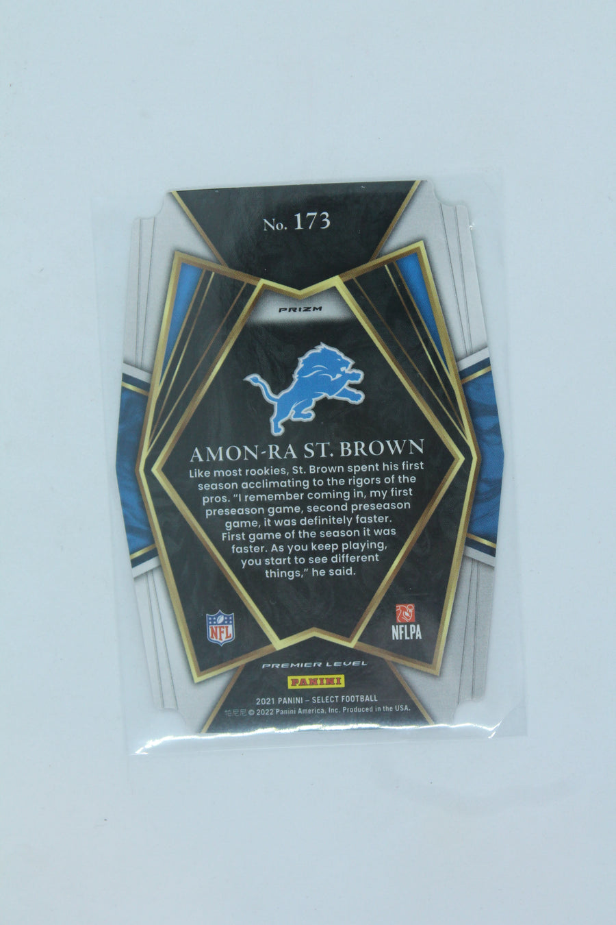 Amon-Ra St. Brown 2021 Panini Select - Red & Yellow Prizm Die-Cut Premier Level Rookie Card
