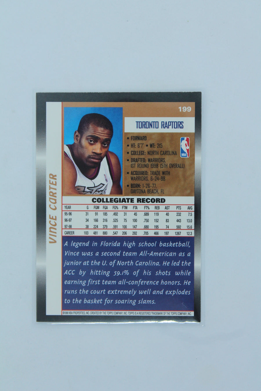 Vince Carter 1998-99 Topps Rookie Card