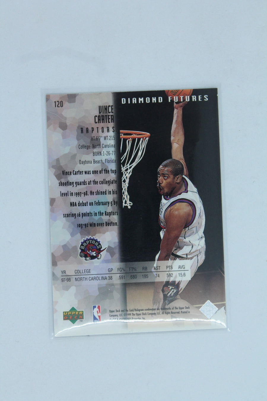 Vince Carter 1998-99 Upper Deck Black Diamond Rookie Card