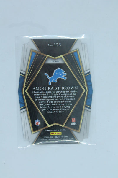 Amon-Ra St. Brown 2021 Panini Select - Black & Gold Prizm Die-Cut Premier Level Rookie Card