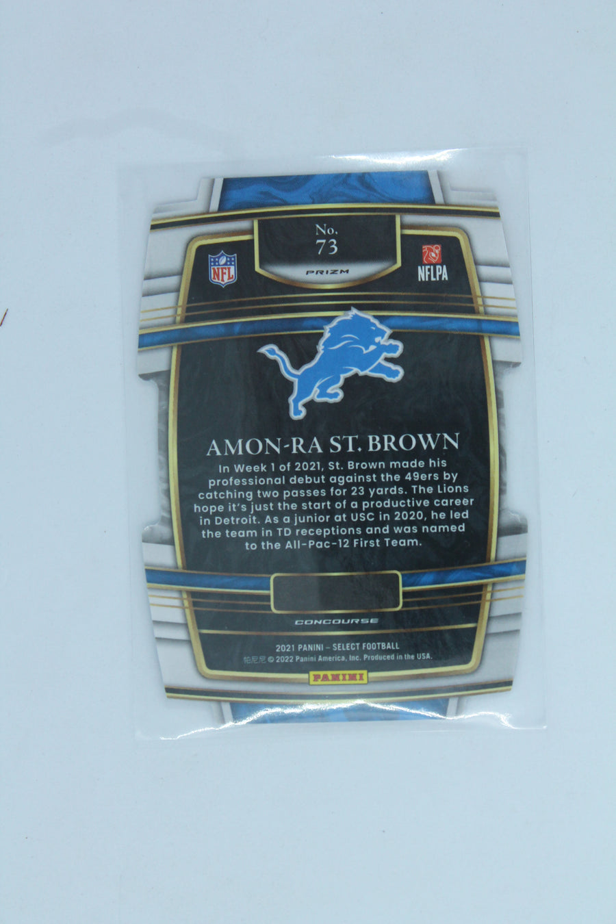 Amon-Ra St. Brown 2021 Panini Select - Red & Blue Die-Cut Concourse Rookie Card