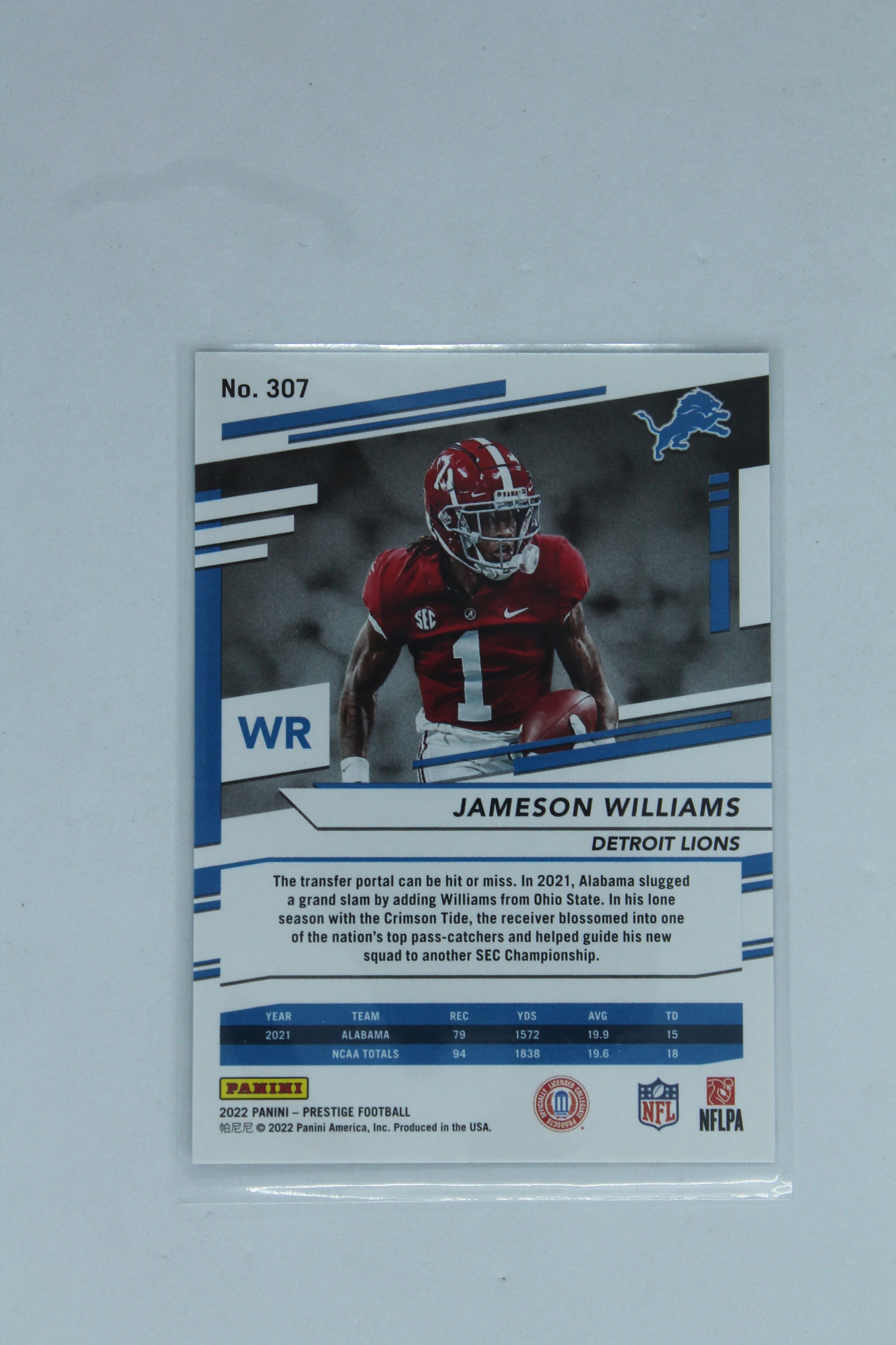 Jameson Williams 2022 Panini Prestige Rookies -  Rookie Card