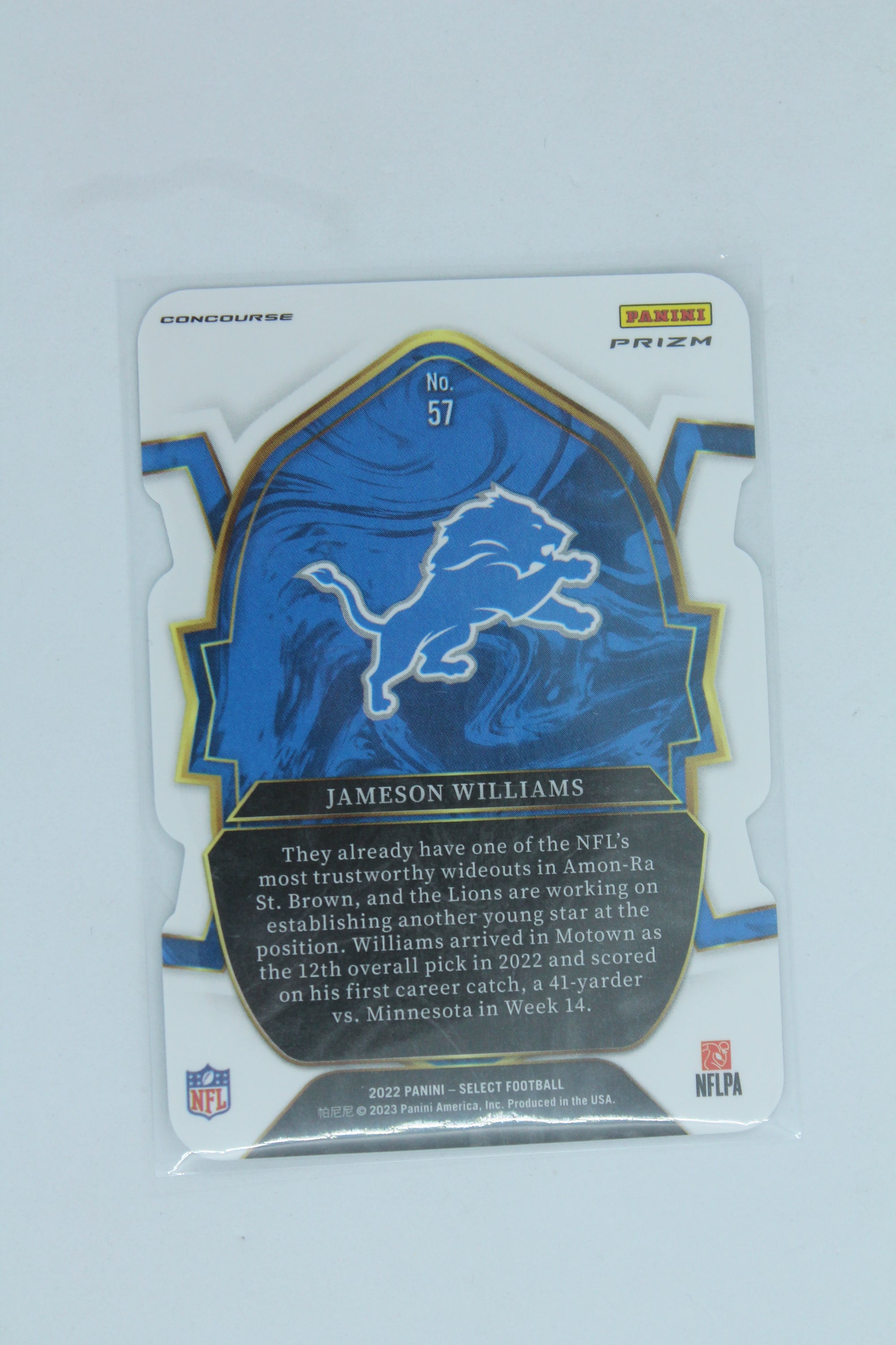 Jameson Williams 2022 Panini Select Red & Blue Prizm Die-Cut -  Rookie Card