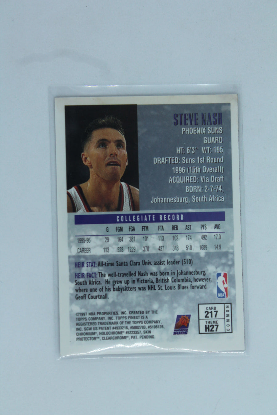 Steve Nash 1996-97 Topps Finest Rookie Card