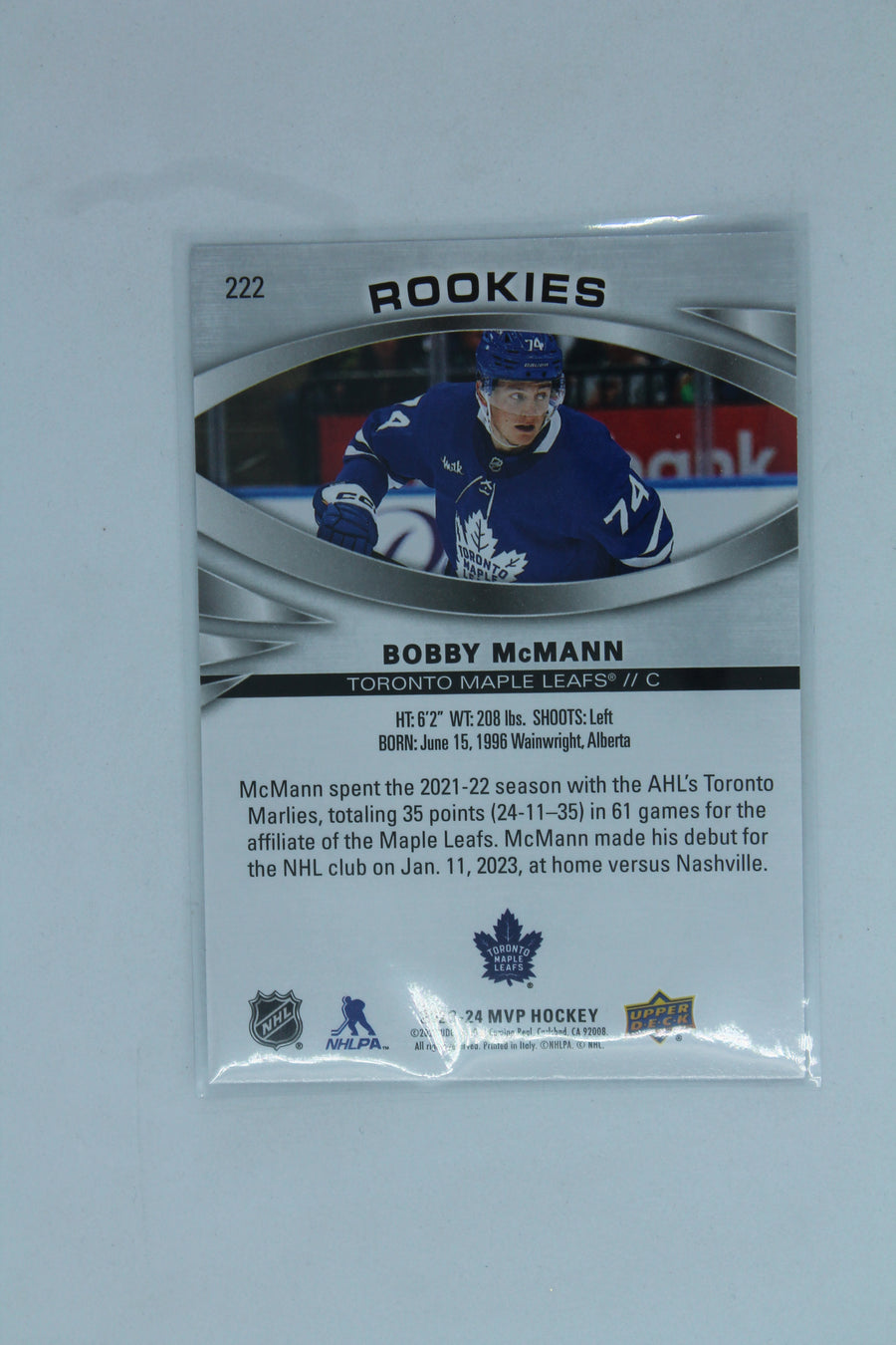 Bobby McMann 2023-24 UD MVP Silver Script SP Rookies Rookie Card