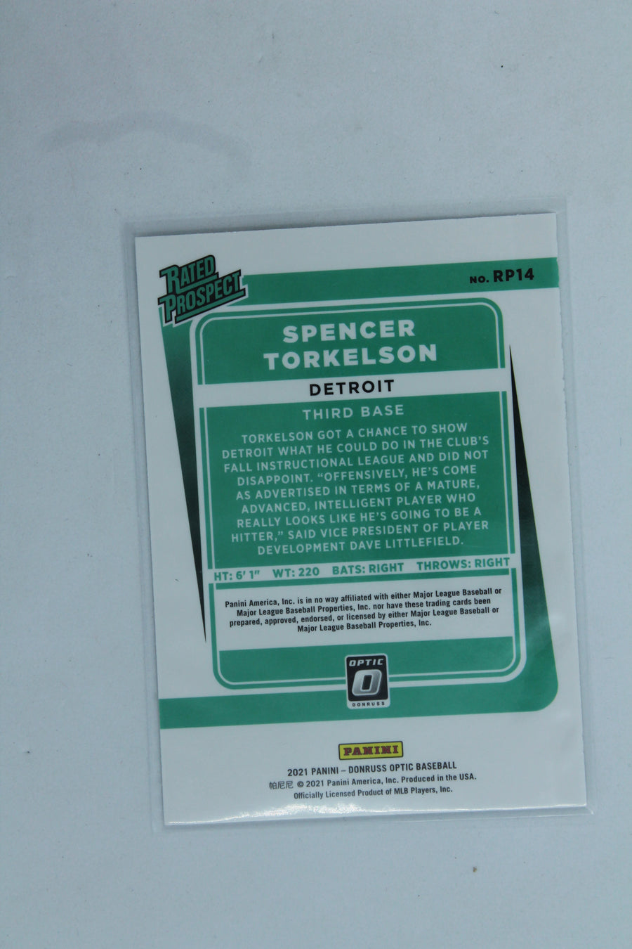 Spencer Torkelson  2021  Panini Donruss Optic Rated Prospects PRC