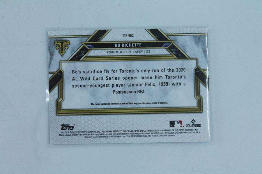 Bo Bichette 2021 Topps Triple Threads Relics #TTR-BB2 Jersey & Bat Card #19/36
