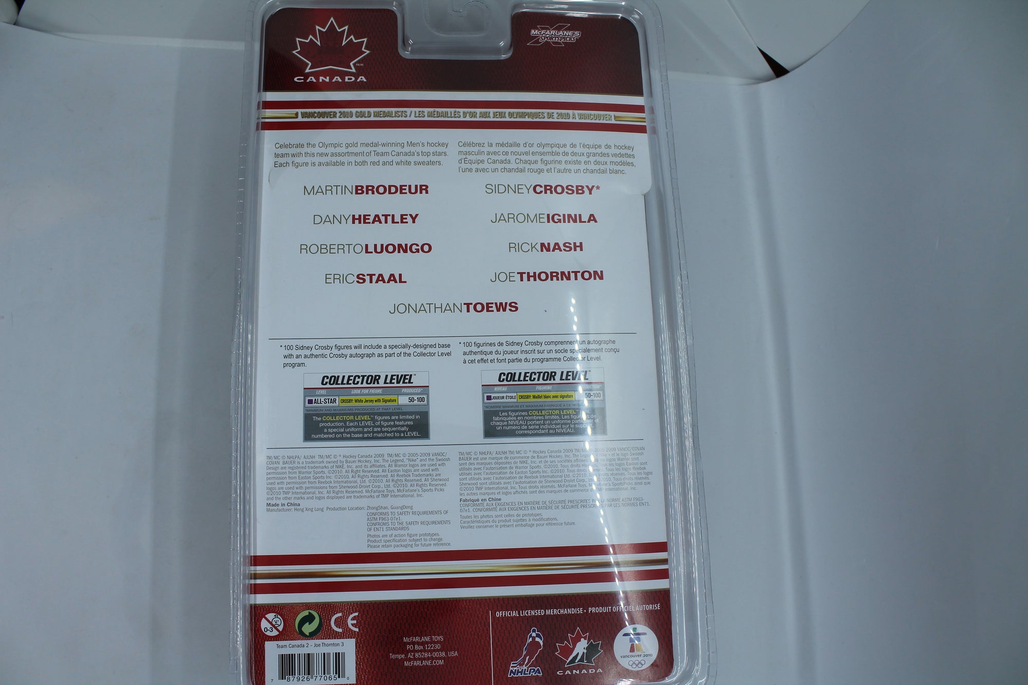 Joe Thornton Team Canada 2010 McFarlane - White Jersey