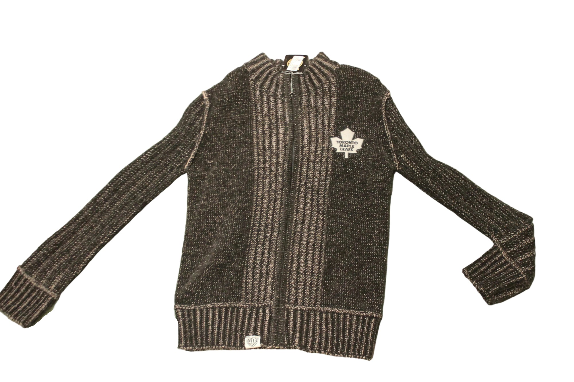 NHL Toronto Maple Leafs Old Time Hockey Men's Full Zip Chenille Sweater - Medium