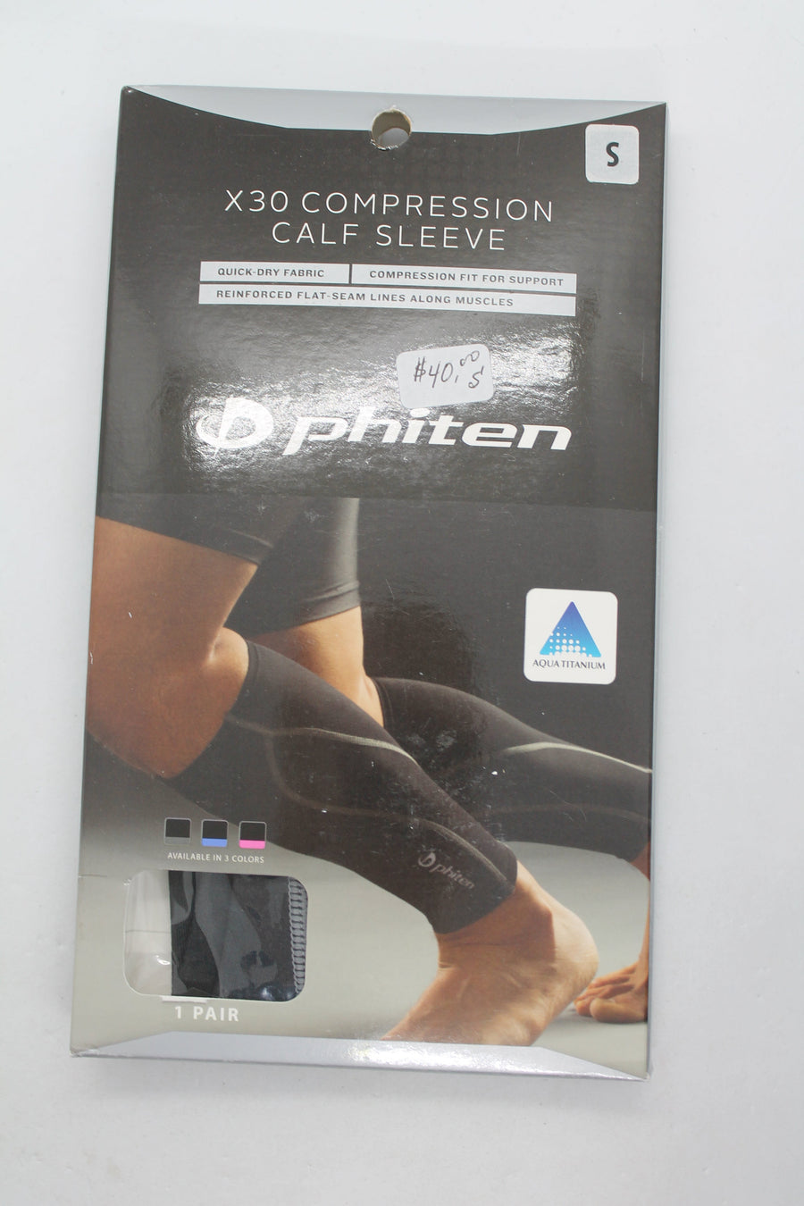 Phiten X30 Compression Calf Sleeve - Black - Small (1 Pair)