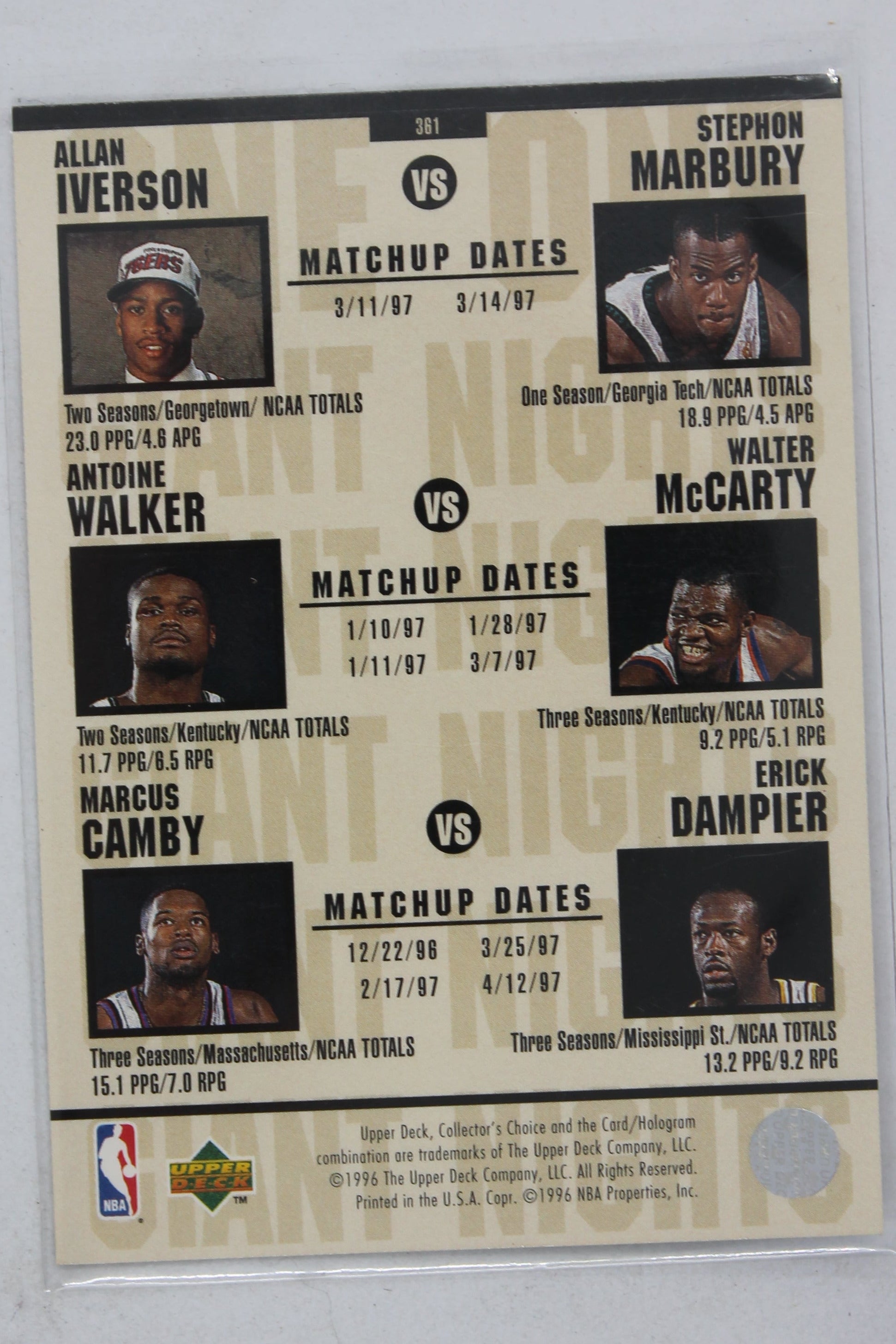 Kobe Bryant vs. Shareef Abdur-Rahim 1996-97 Upper Deck Collector's Choice Rookie Year