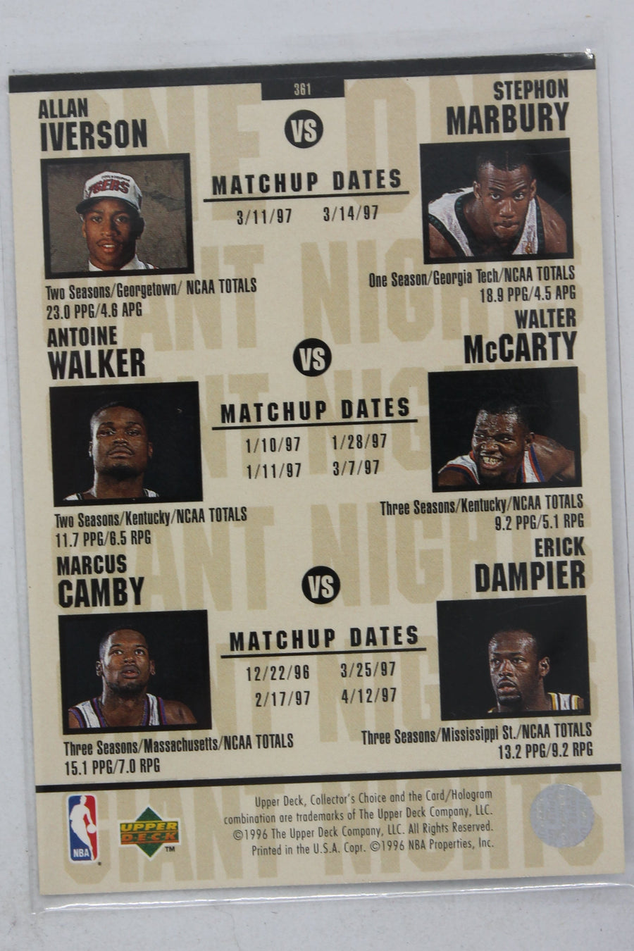 Kobe Bryant vs. Shareef Abdur-Rahim 1996-97 Upper Deck Collector's Choice Rookie Year