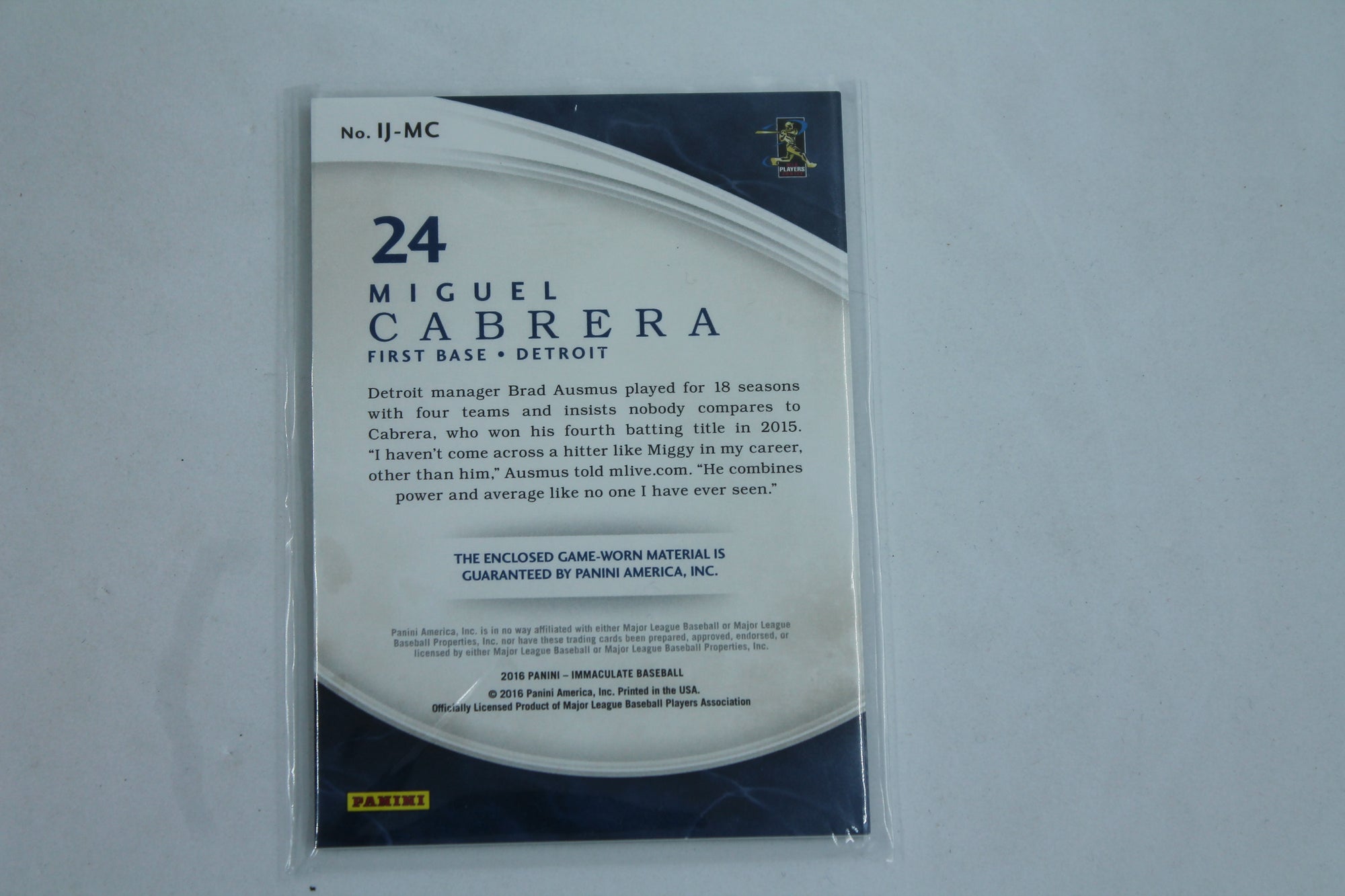 Miguel Cabrera 2016 Panini Immaculate Collection - Immaculate Jumbo #IJ-MC #22/99