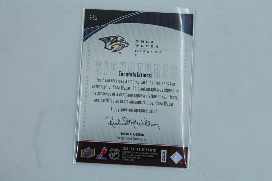 2009-10 UD Be A Player #S-SW, SHEA WEBER AUTO Signatures Card