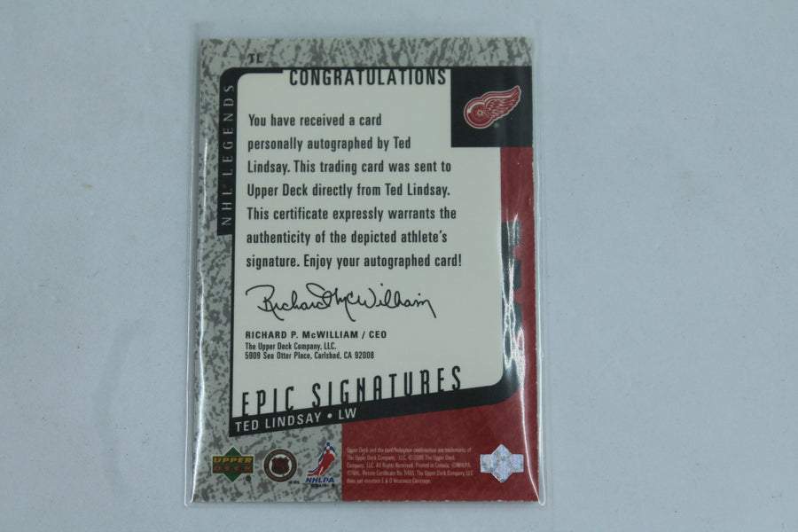 Ted Lindsay Auto 2000-01 Upper Deck Legends Epic Signatures TL