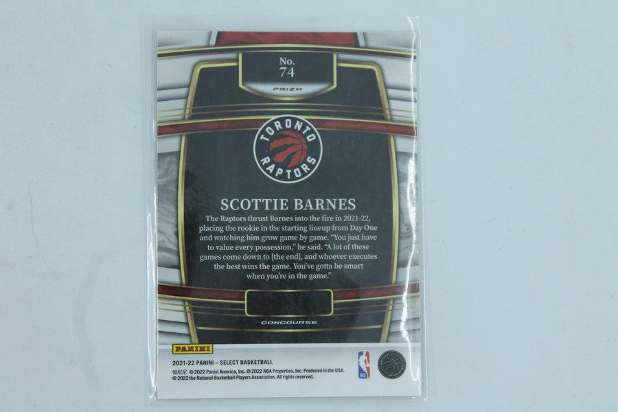 Scottie Barnes 2021-22 Panini Select Orange Flash Prizm Concourse Rookie Card