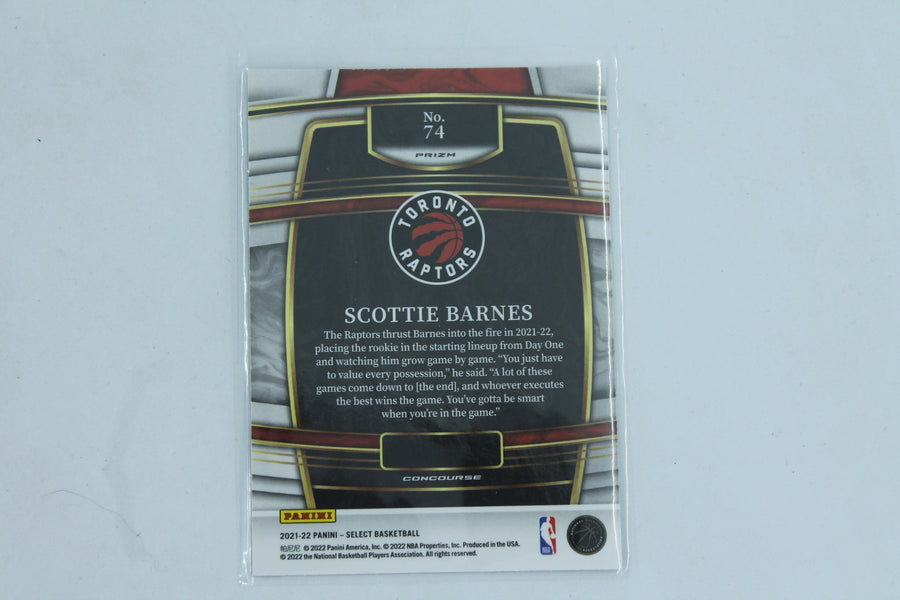 Scottie Barnes 2021-22 Panini Select Green, White, Purple Prizm Concourse Rookie Card