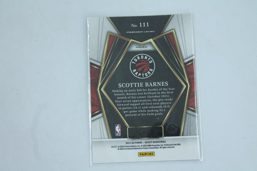 Scottie Barnes 2021-22 Panini Select Blue Premier Level Rookie Card