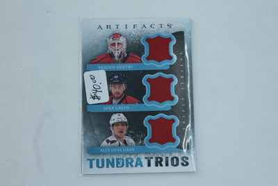 Alex Ovechkin, Mike Green, Braden Holtby 2013-14 U.D. Artifacts - Tundra Trios #T3-OGH Jersey Card