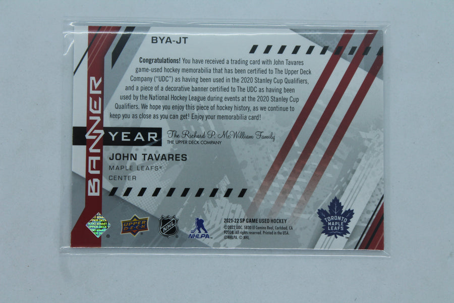 John Tavares 2021-22 UD SP Game-Used - Banner Year Jersey Relics - Jersey Card