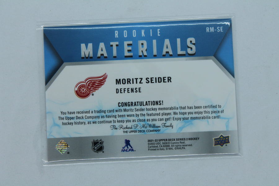 Moritz Seider 2021-22 Upper Deck Series 2 - Rookie Materials #RM-SE - Rookie Year