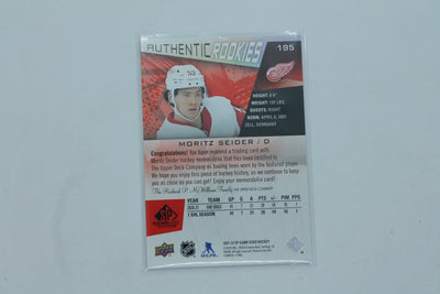 Moritz Seider  2021-22 Upper Deck SP Game Used - Red Jerseys #195 Authentic Rookies - RC