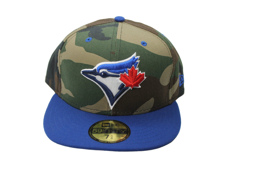 MLB Toronto Blue Jays New Era 59Fifty Size 7 5/8 Camo Fitted Hat (Camo & Blue)
