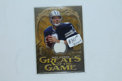 Troy Aikman 2009 Upper Deck Icons - Greats of the Game - Gold #GG-TA Jersey Card #22/99