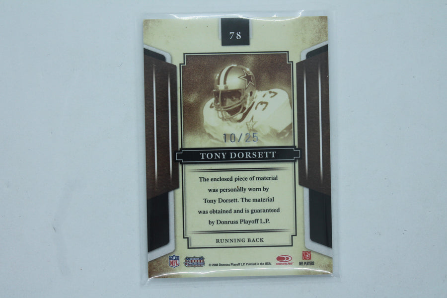 Tony Dorsett 2008 Donruss Americana Sports Legends - Mirror Gold Jersey Card  #10/25