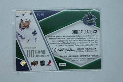 Daniel Sedin 2011-12 Upper Deck - UD Game Jersey Series 1 Jersey Card