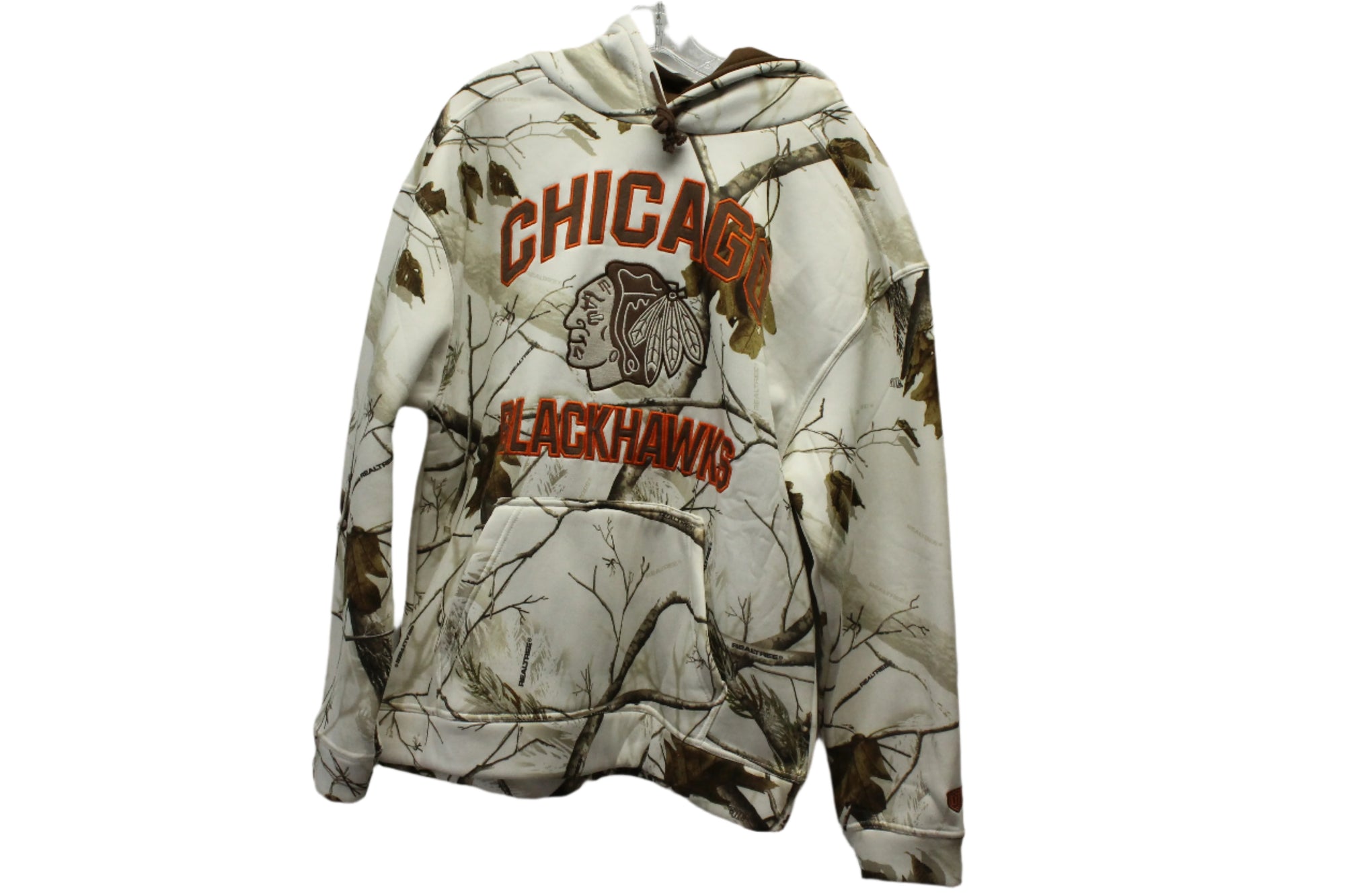 NHL Chicago Blackhawks Men's Parot Realtree Snow Fleece OTH Camo Hoodie