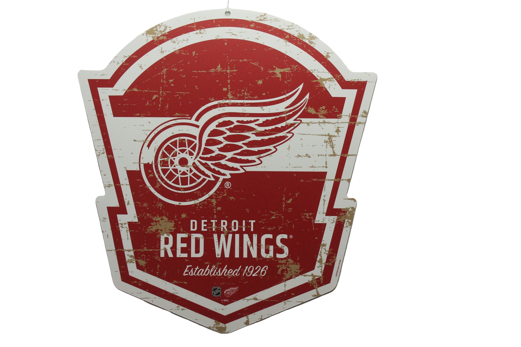 Detroit Red Wings Shield PVC Logo Sign - Distressed - Established 1926