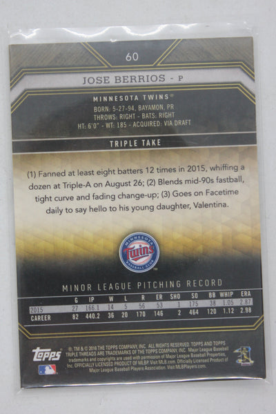 Jose Berrios 2016 Topps Triple Threads Onyx Rookie Card #05/50