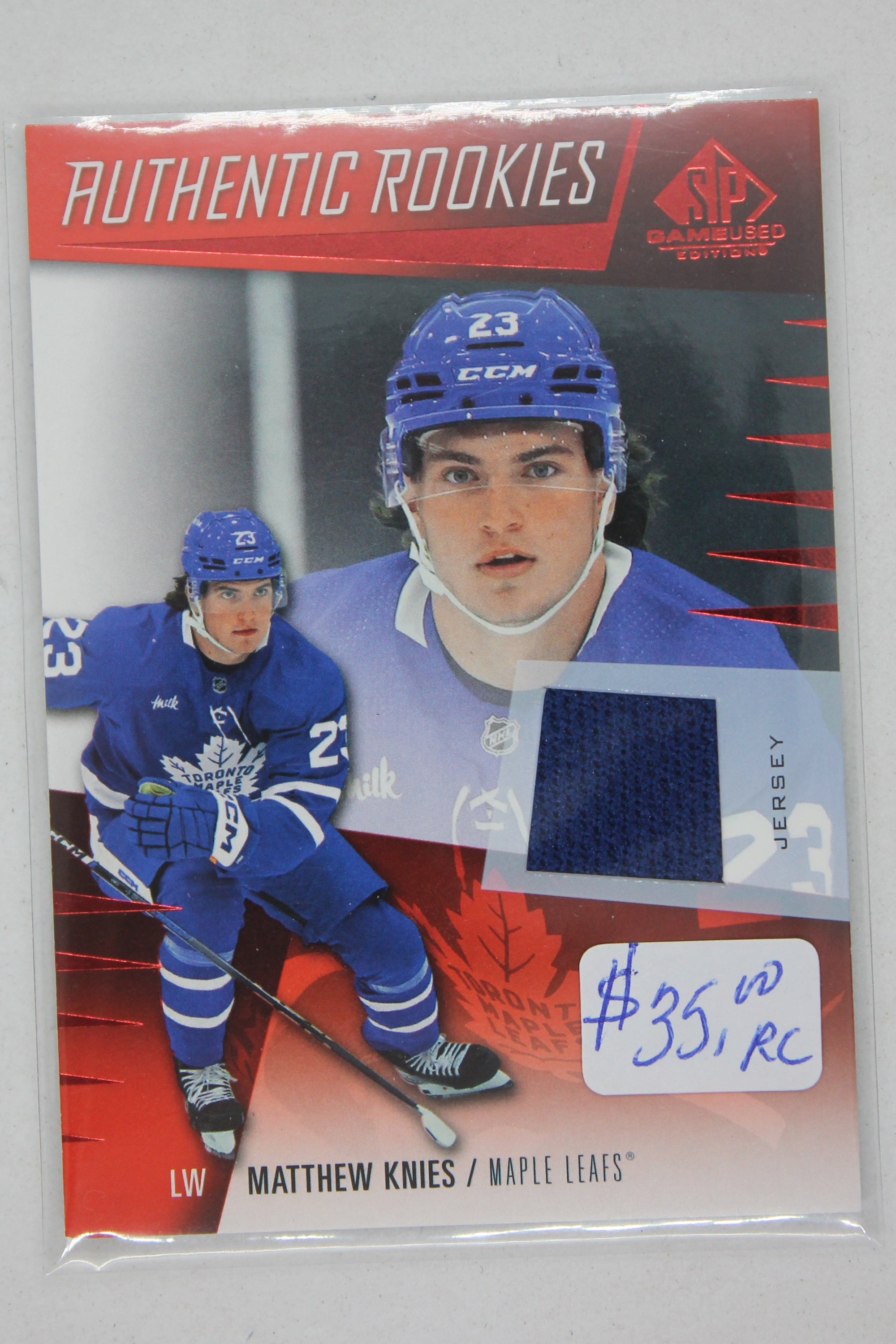 Matthew Knies 2023-24 Upper Deck SP Game-Used Jersey Rookie Card