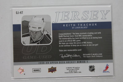 Keith Tkachuk 2008-09 Upper Deck - UD Game Jersey Series 1 #GJ-KT Jersey Card