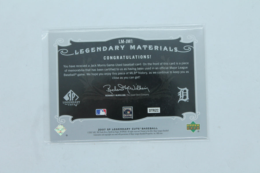 Jack Morris 2007 SP Legendary Cuts - Legendary Materials - Dual #LM-JM1 - Jersey Card  #096/125