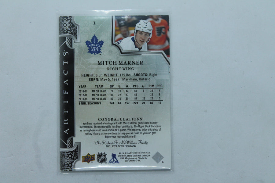 Mitch Marner 2019-20 Upper Deck Artifacts Gold Material #1 Jersey Card #132/165