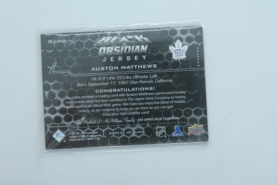 Auston Matthews 2020-21 SPx - UD Black Obsidian Jersey #OJ-AM #008/249