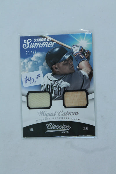 Miguel Cabrera 2014 Panini Classics - Stars of Summer - Combo Materials Jersey/Bat Card #21/99