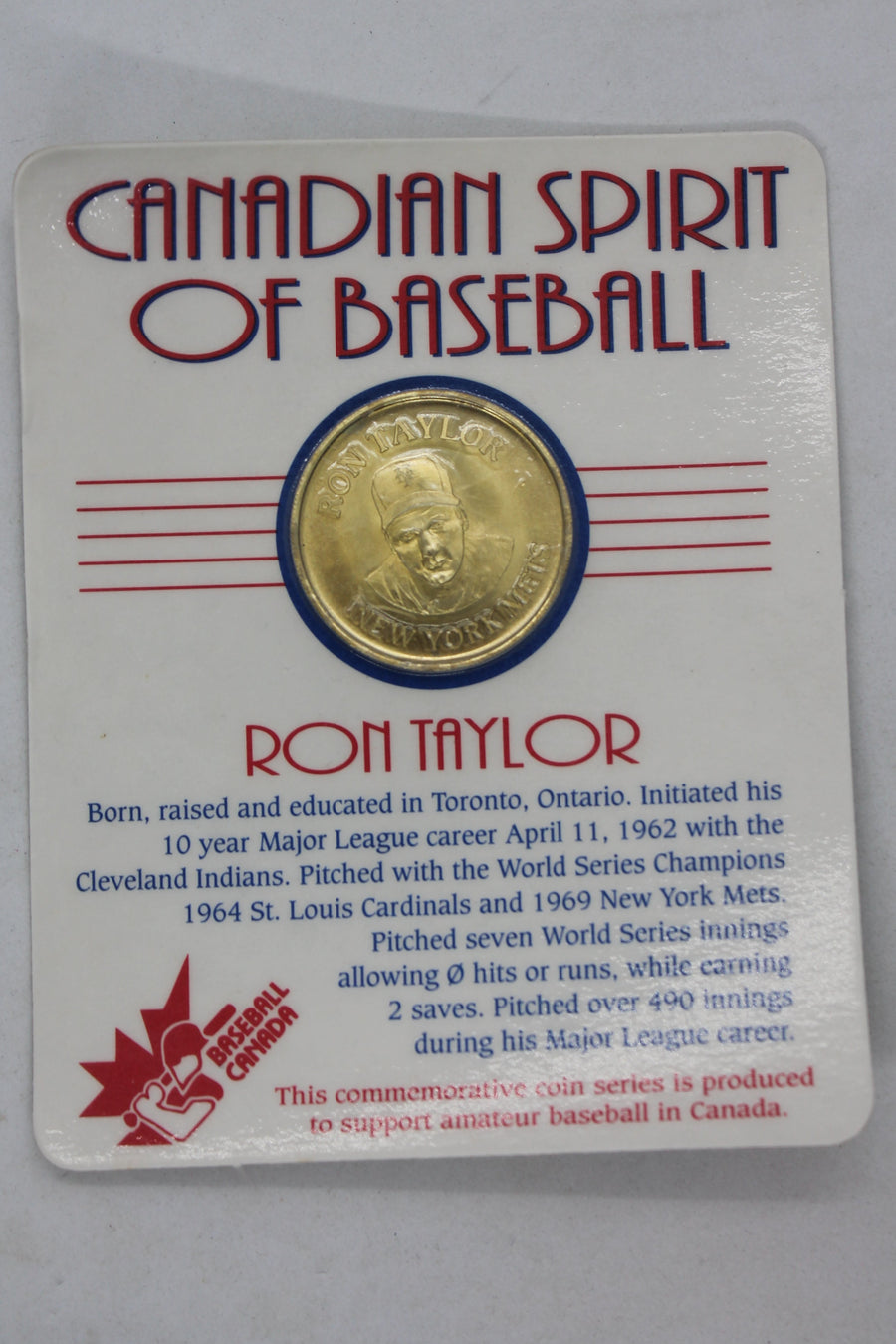 RON TAYLOR Mets ~ Canadian Spirit of Baseball Coin ~ NEW in PACKAGE