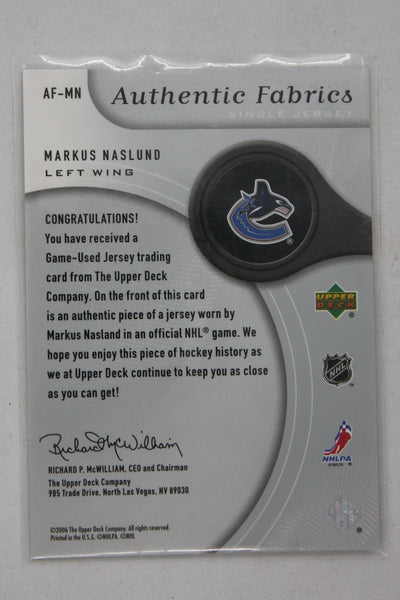 Markus Naslund 2005-06 SP Game Used Edition - Authentic Fabrics #AF-MN Jersey Card