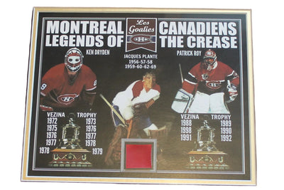 NHL Montreal Canadiens Legends of the Crease - Dryden, Plante and Roy - Piece of Seat from Forum