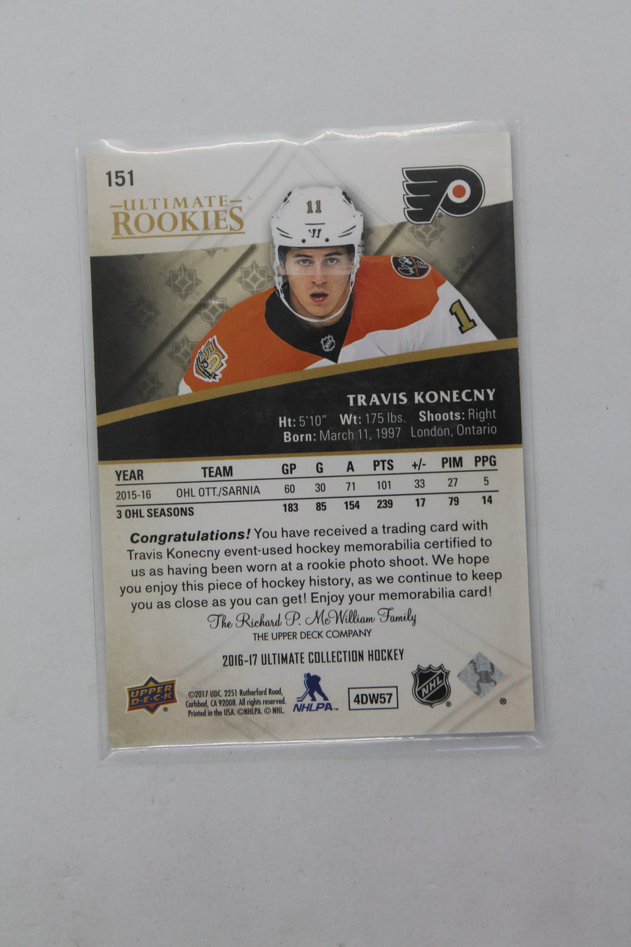 Travis Konecny 2016-17 Ultimate Collection - Ultimate Rookies Rookie Card #088/249